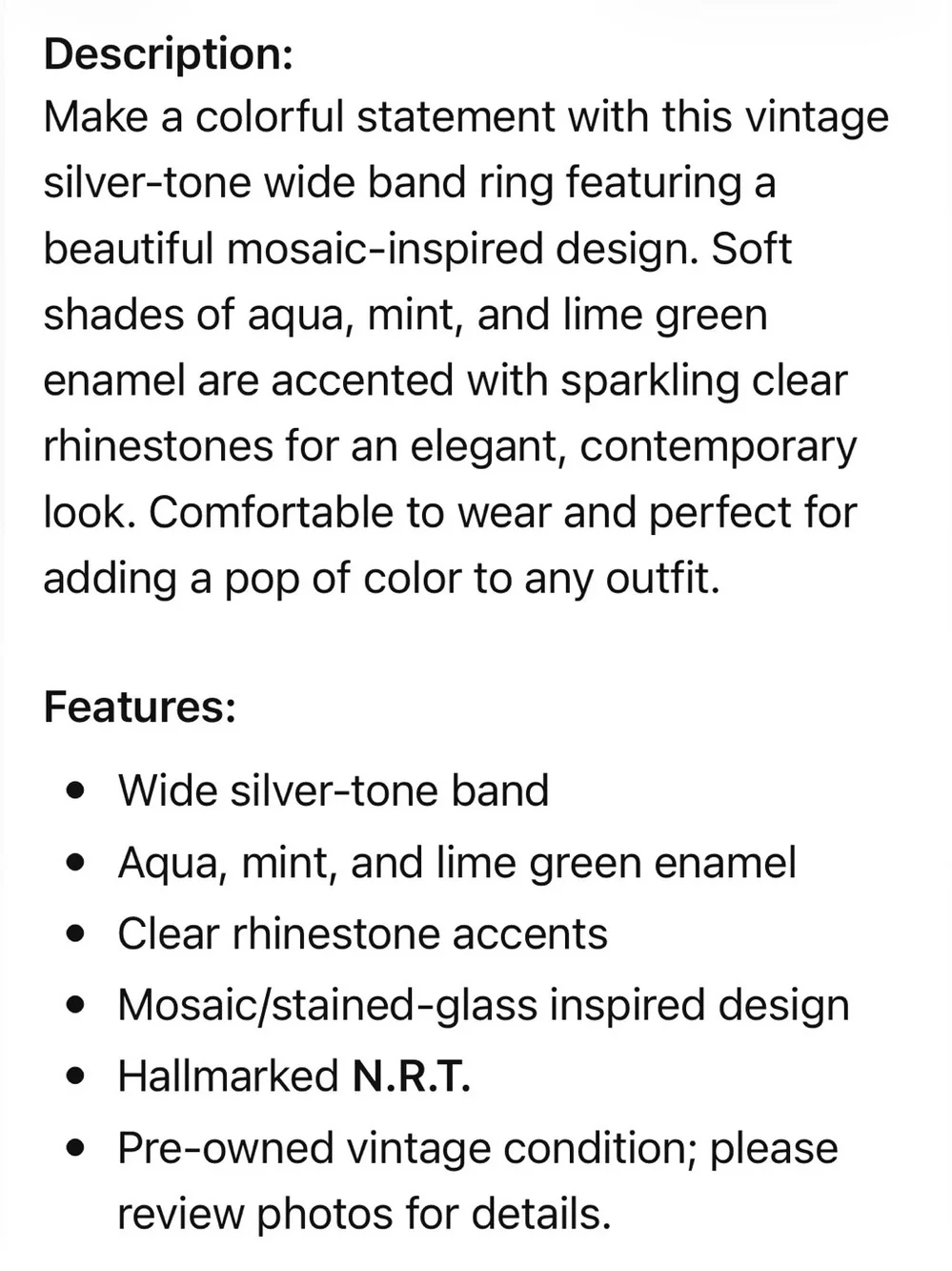 Silver Tone Green Mosaic Enamel Dome Ring